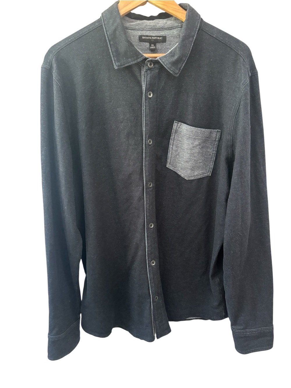 Banana Republic Shirt Mens XL Charcoal Black Heather Collared Long‎ Sleeve